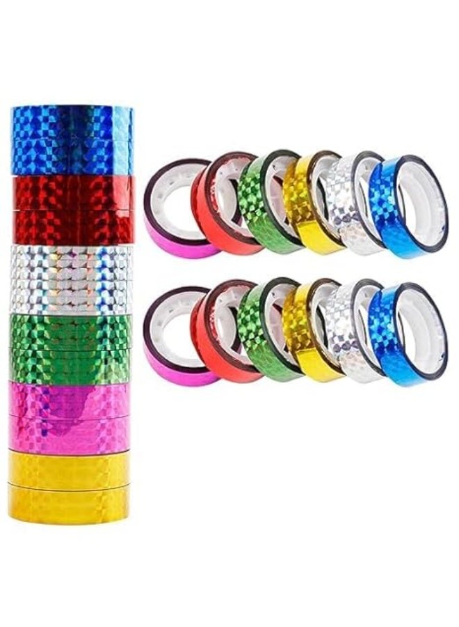 Colorful Ribbon - Set of 12 Pcs Art and Craft Adhesive Tape Rolls Colorful Glitter Tape for Gift Decoration, Multicolor - Image 3